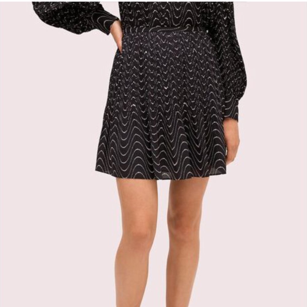 NWT Kate Spade Wavy Dot Pleated Skirt